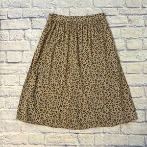 Nine West Leopard Print Midi Skirt Brown Tan Black Size Small